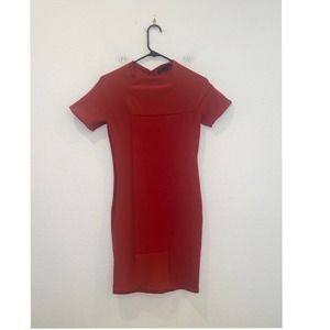 Alexander Wang Red Dress Short Sleeve Knit Body Con size Medium